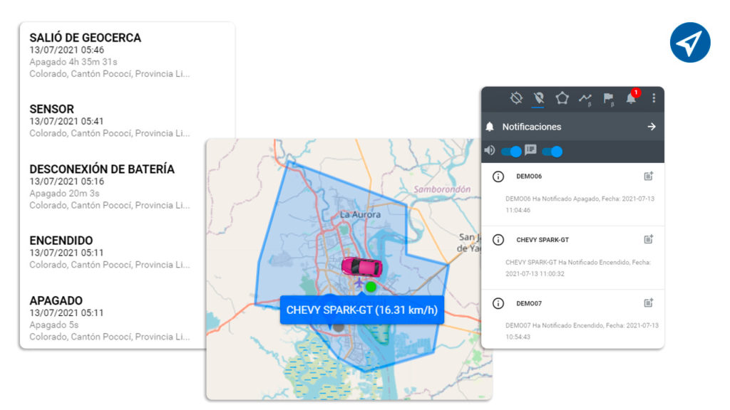 alertas en plataforma GPS